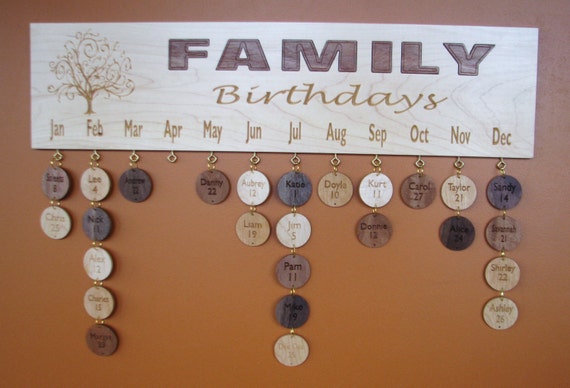 Carved Wood Family Birthday Board Family Birthday Calendar