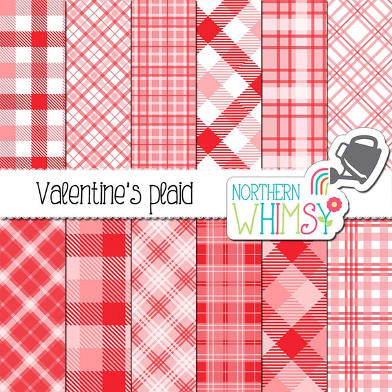 Download Items similar to Valentine's Plaid Digital Paper - pink ...