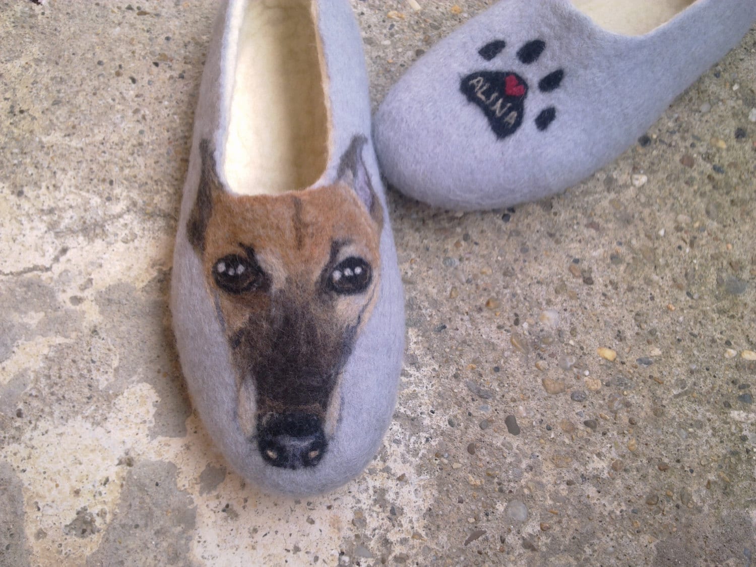 SALE 15 Personalized custom slippers Dog portrait Greyhound