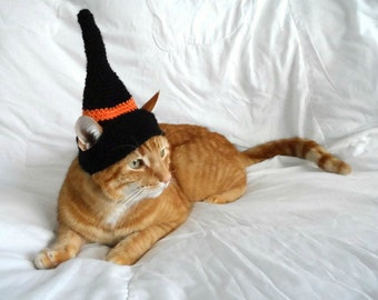 Crochet Witches Hat for Cat,Wizard Cat Hat, Halloween Hat for Cats, Pet Costume, Clothes for cats, Novelty hat for cats