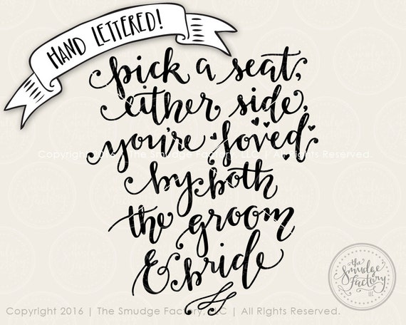 Download Pick A Seat SVG Wedding SVG Cut File Bride and Groom Hand