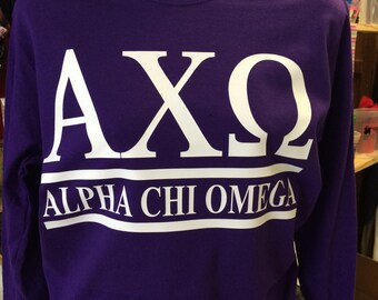 Custom Alpha Chi Omega Collegiate Style Comfort Colors Tanks, Short Sleeves, Long Sleeves, and Sweatshirts