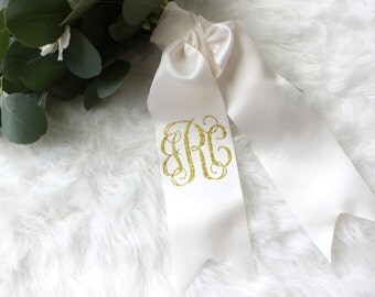 custom monogrammed bouquet ribbon 3 wide grosgrain