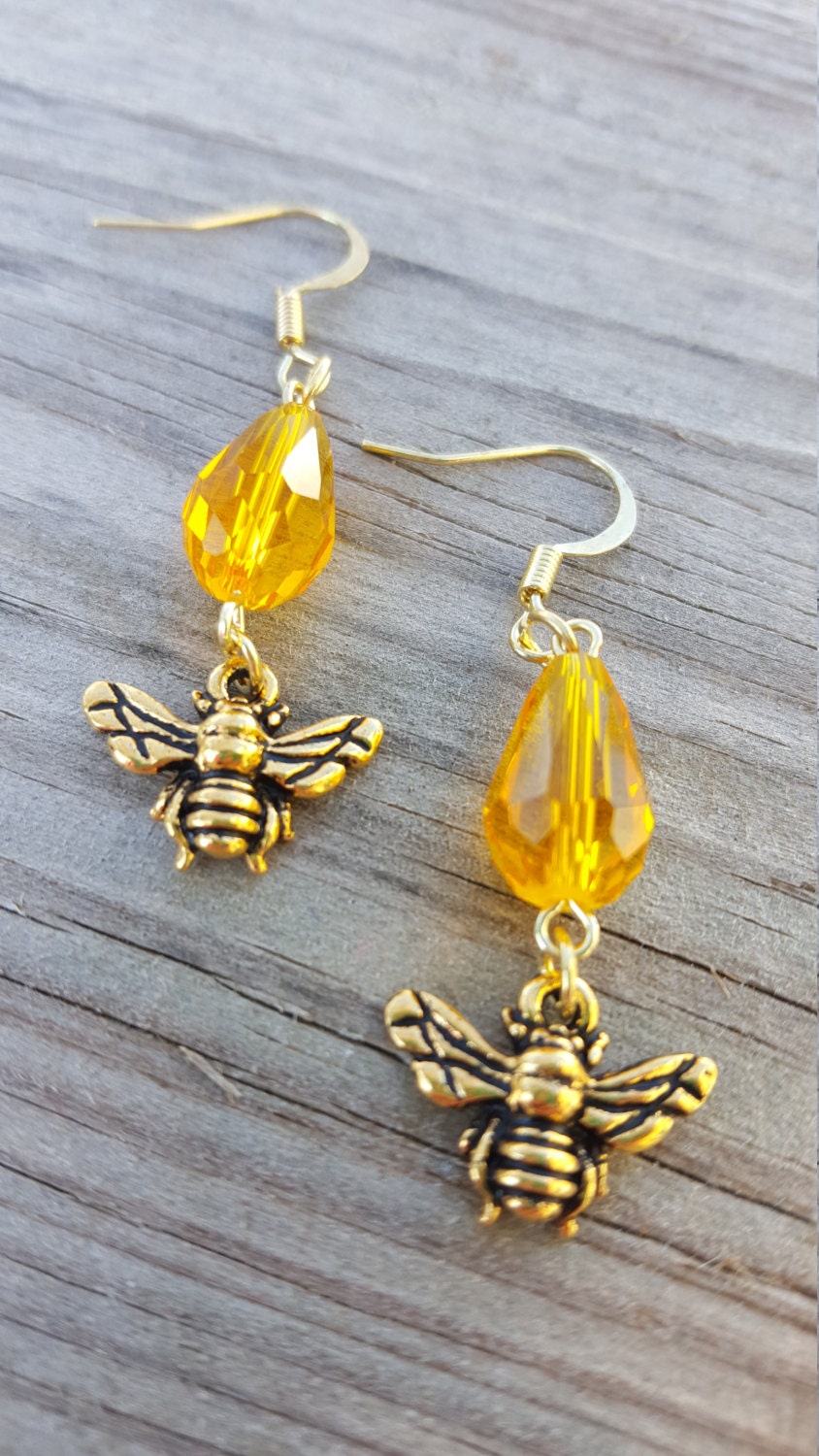 Bee earrings gold honey bee earrings insect earrings