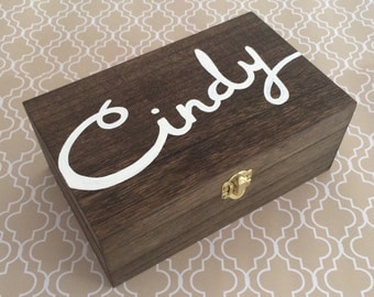 Quantity 1-4 . Stained Wooden Box Bridesmaid Box Jewelry Box Keepsake Box Groomsmen Box Personalized with Name