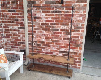 Garment rack with bottom shelf. Industrial Clothing Rack for clothes and shoe storage. Store fixture.