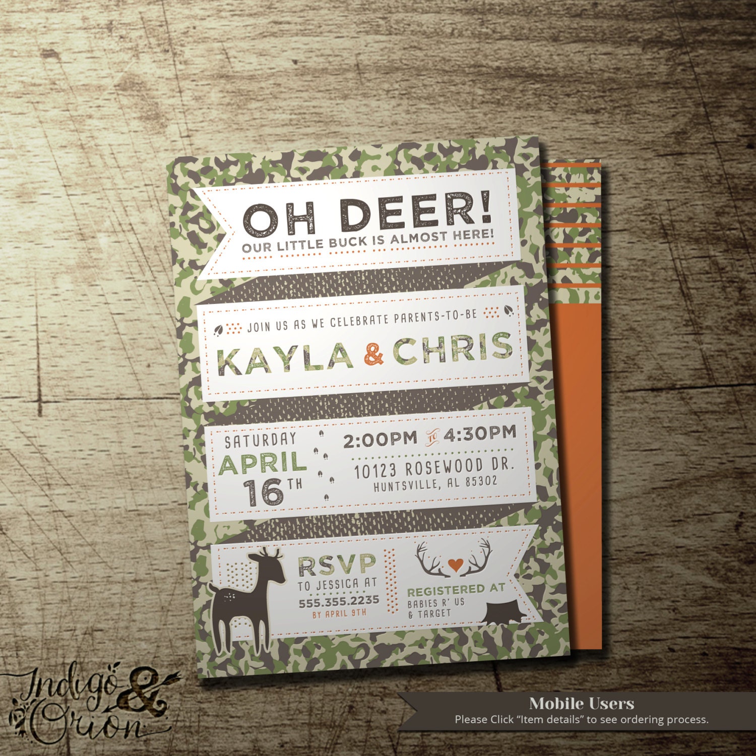 oh deer a little buck is almost here baby shower invitations