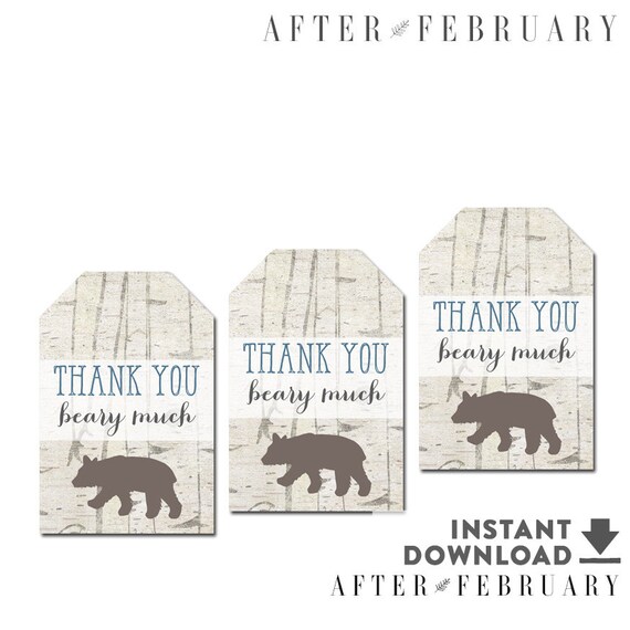Thank You Beary Much Printable Little Cub Baby Bear Gift Tag