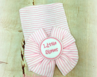 Little Sister Hat, Baby Hospital Hat, Newborn Hat, Baby Girl Hat, Baby Shower Gift, Baby Beanie, Newborn Girl Cap, Newborn Cap, Baby Hat