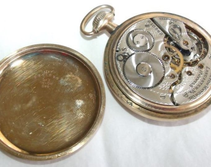 Storewide 25% Off SALE Stunning Antique Gold Tone 1910 Hamilton Watch Co. Automatic 17 Jewel White Dial Railroad Pocket Watch Featuring Larg