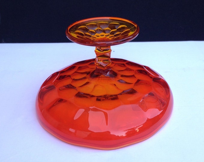 Storewide 25% Off SALE Vintage Amberina Honeycomb Patterned Viking Glass Fruit Bowl Compote Featuring Footed Style Design With Original Make