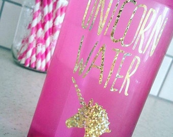 Gold sparkle "Unicorn water" sticker