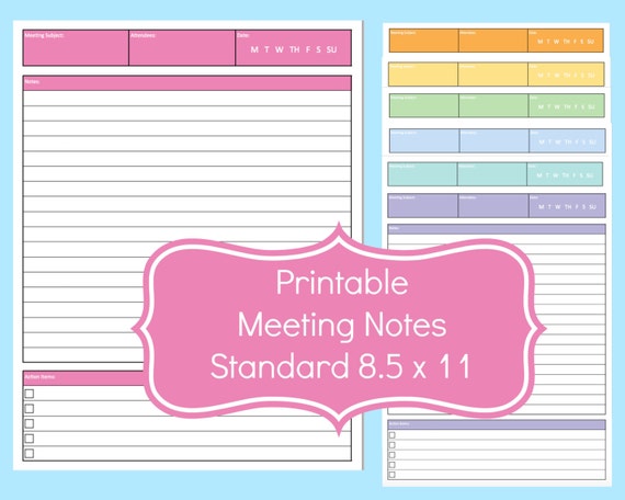 Meeting Notes Template Planner Meeting Notes Meeting