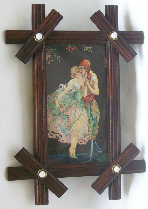 1920's Art Deco Framed Lithograph Print Marygold