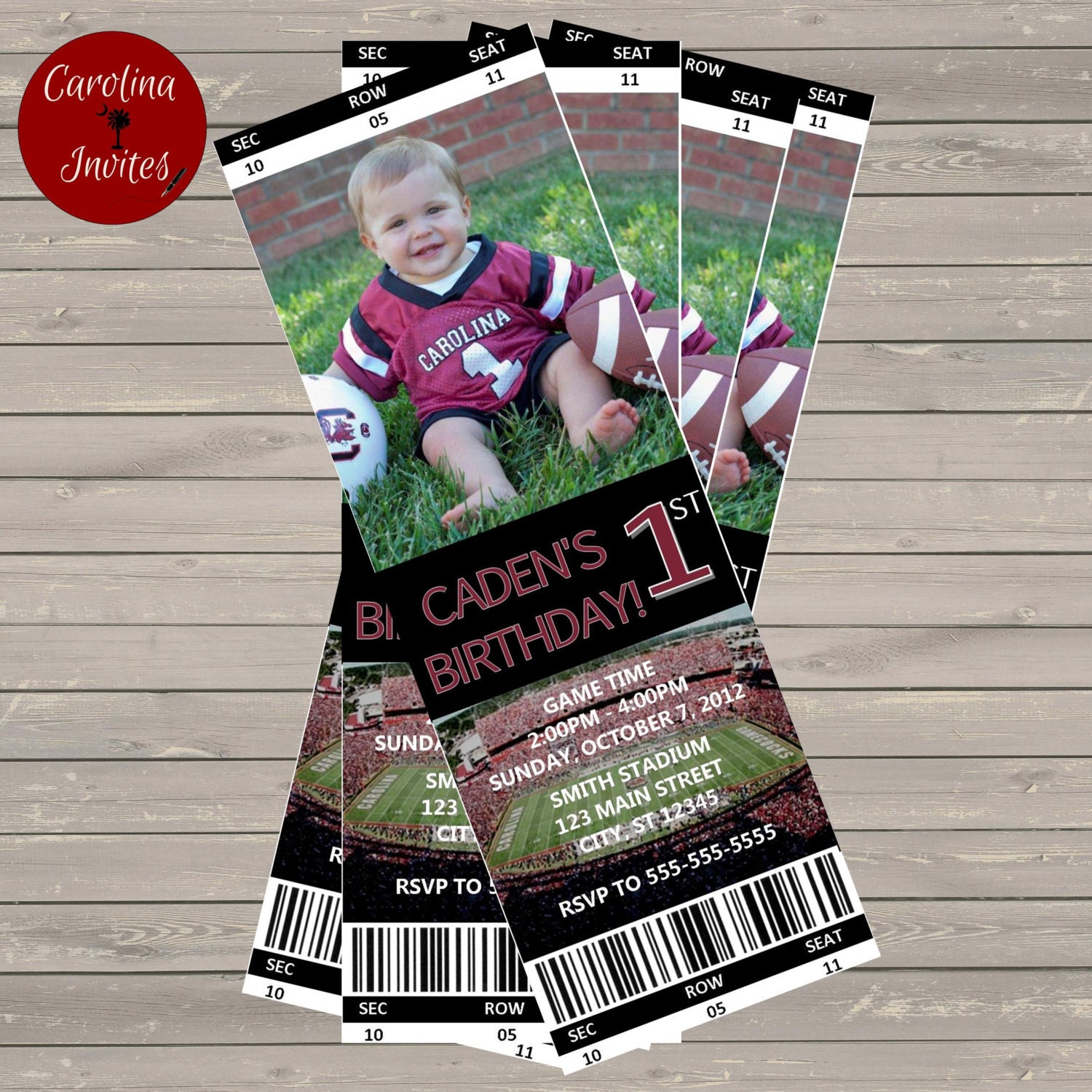 Football Ticket Birthday Party InvitationCustomizable and