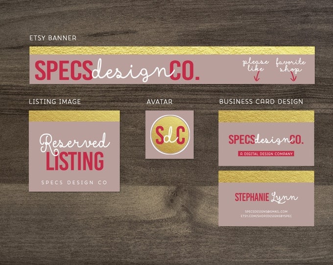 Etsy Shop Branding Set --- Etsy Shop Branding, Small Business, Business Card Design, Custom Logo and Graphics