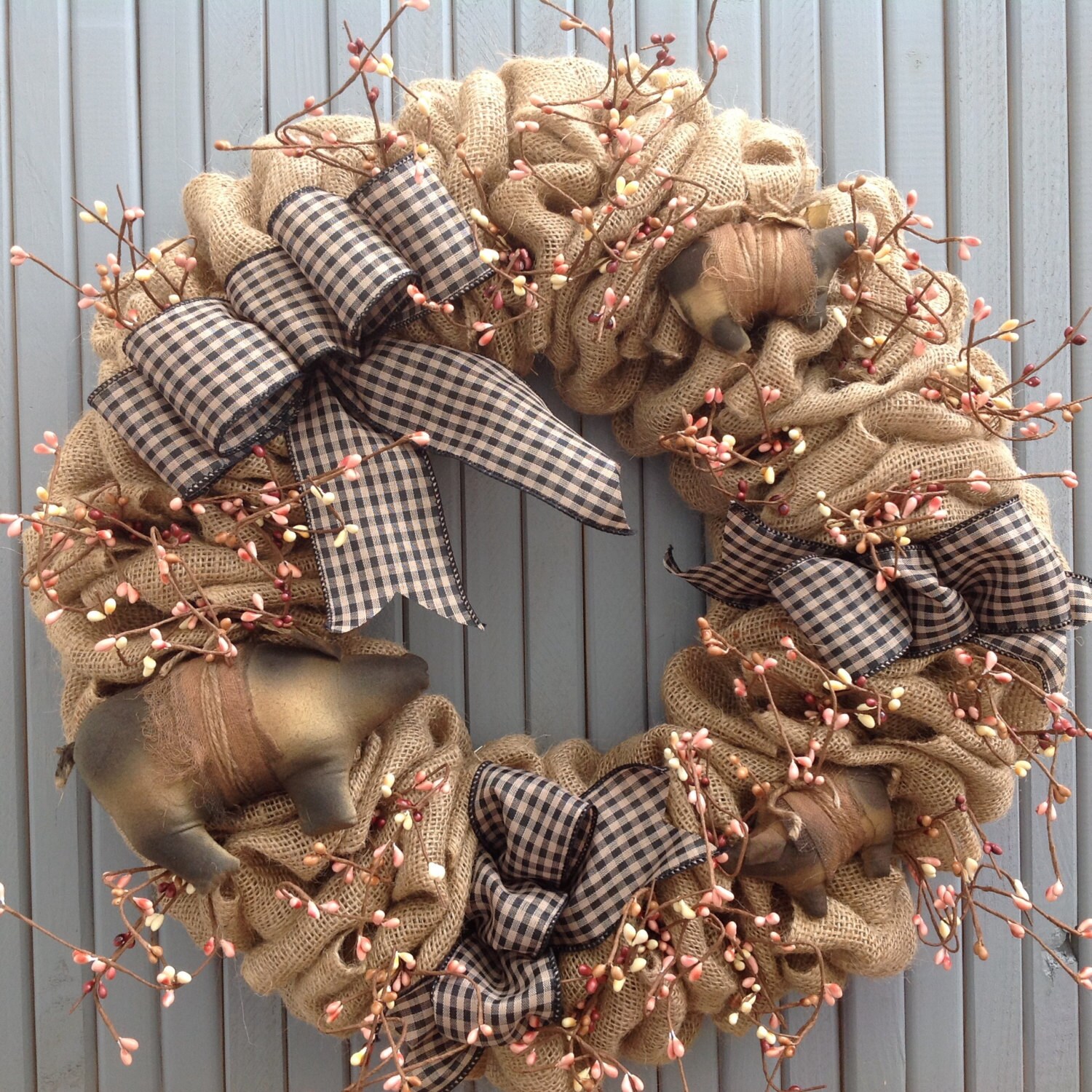 Burlap Wreath Primitive Wreath Americana Wreath burlap and