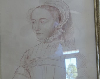 Vintage Renaissance French Lady Print