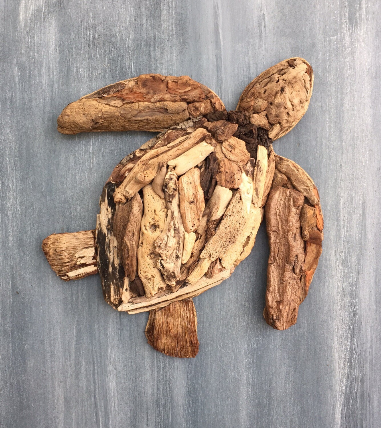 Driftwood Sea Turtle Coastal Wall Decor