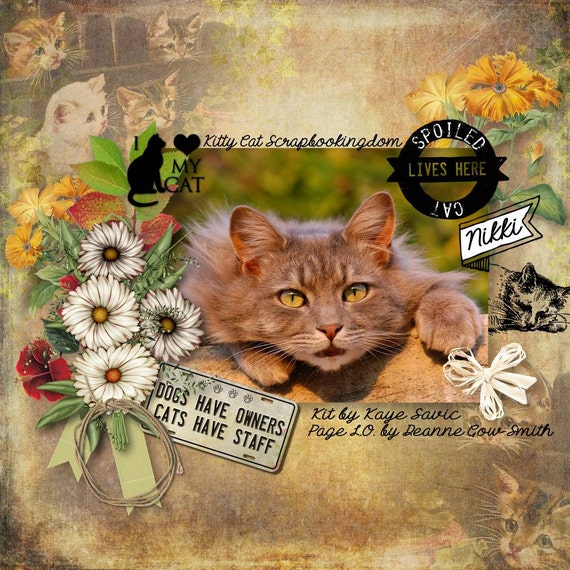 Digital Scrapbook kit for Pets Cat theme Kitty by Scrapbookingdom