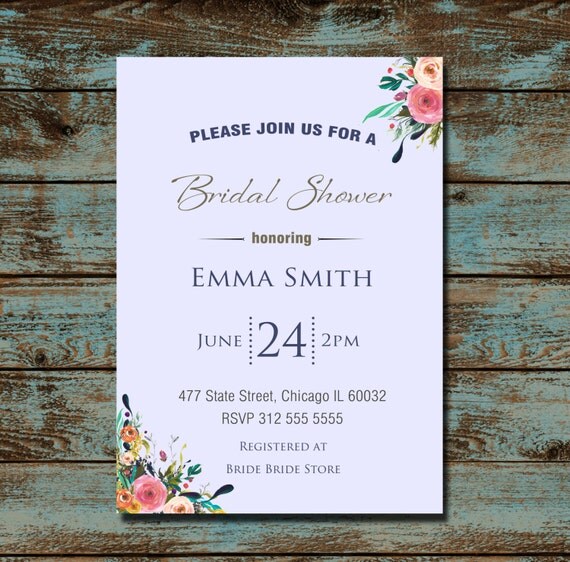 Bridal Shower Invitation Floral Bridal Shower by TDADesign on Etsy