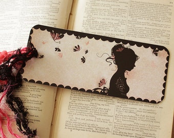 Bookmark - Bookmark with fibers - illustrated bookmark - Miss Shadow - Tattoo Girl
