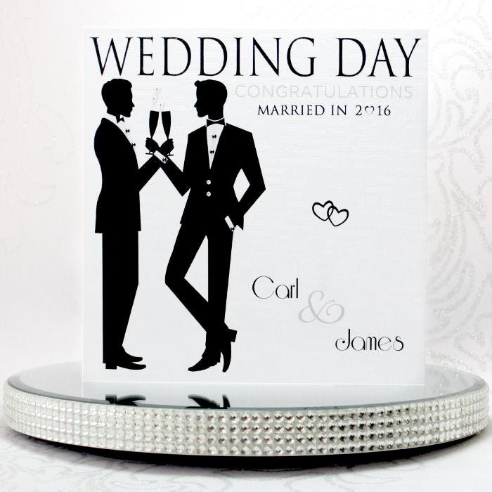 Luxury Handmade Personalised Gay Wedding Card Male Grooms