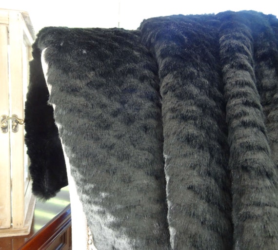 Black Mink Faux Fur Blanket Black Fur Throw Tissavel Black