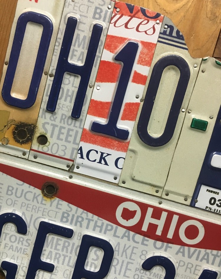 License Plate Wall Art Ohio Wall Decor Unique by RusticAppleArt