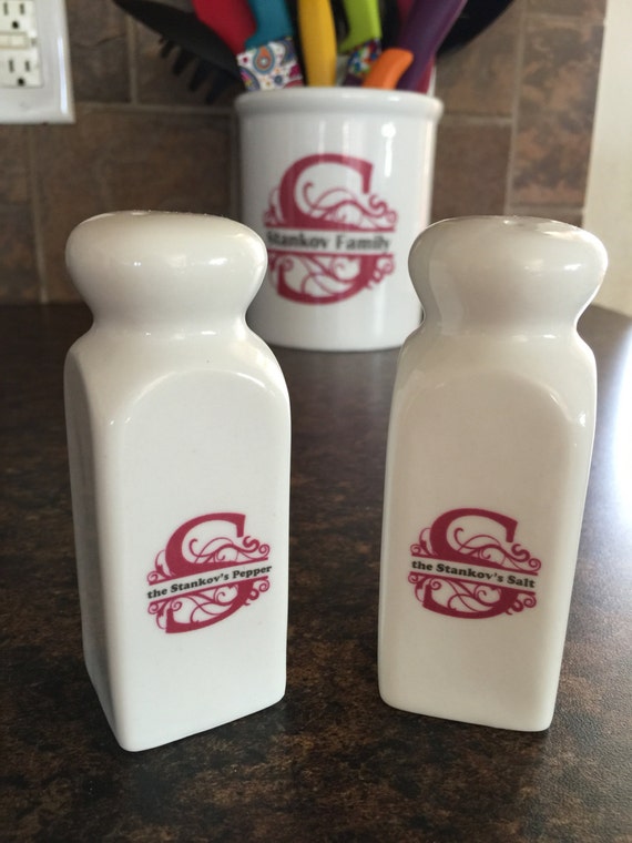 Items similar to Salt and Pepper Shakers with Personalization Salt