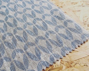 Scandinavian Blue- Retro Scandinavian Fabric- Blue Linen Fabric- Scandinavian Fabric- Siri- Modern Fabric- Linen Fabric- Natural Linen