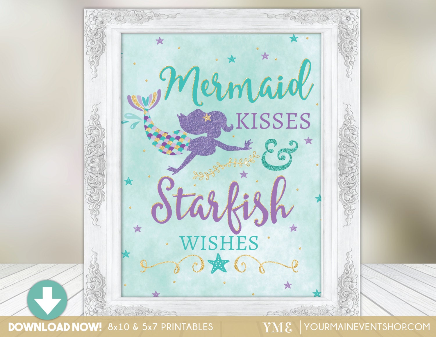 greetings mermaid birthday Sign Wishes Starfish Party Mermaid & Mermaid Kisses