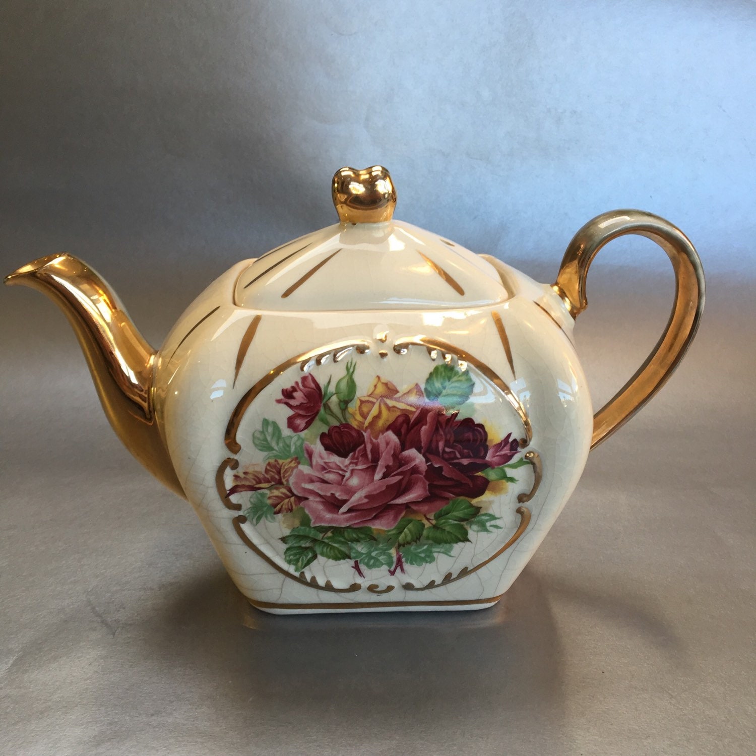 Vintage Sudlows & Burslem English Teapot Large Rose