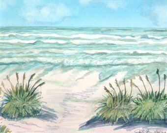 Items similar to Dunescape with Sand Dunes, Sea Oats and Ocean on Etsy