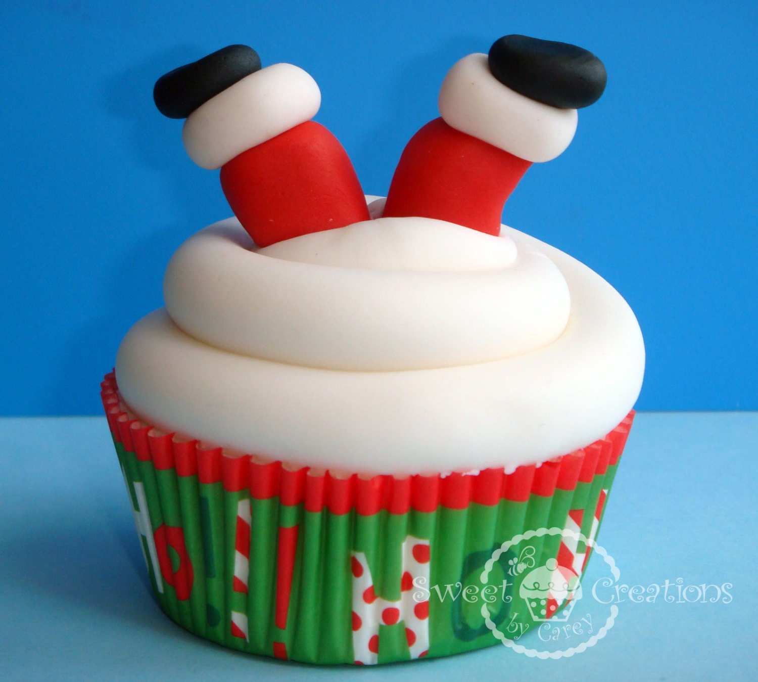 3D Fondant Santa Legs Christmas cupcake toppers