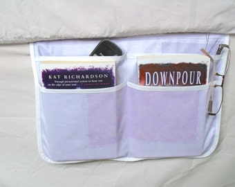 bed pocket, bed caddy, storage organizer, bed tidy, lilac bed organizer, bed storage