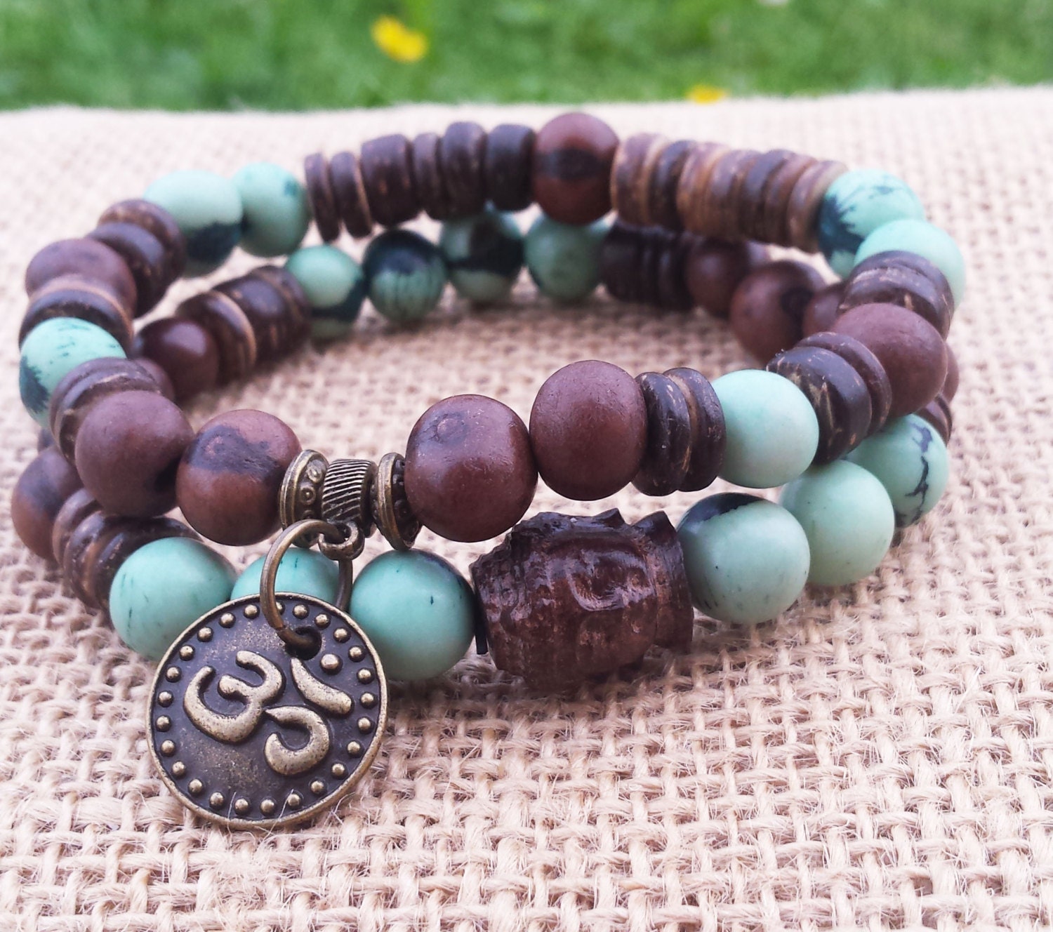 Natural Acai Seed Bead Bracelet Yoga Stacks Srackable Wood