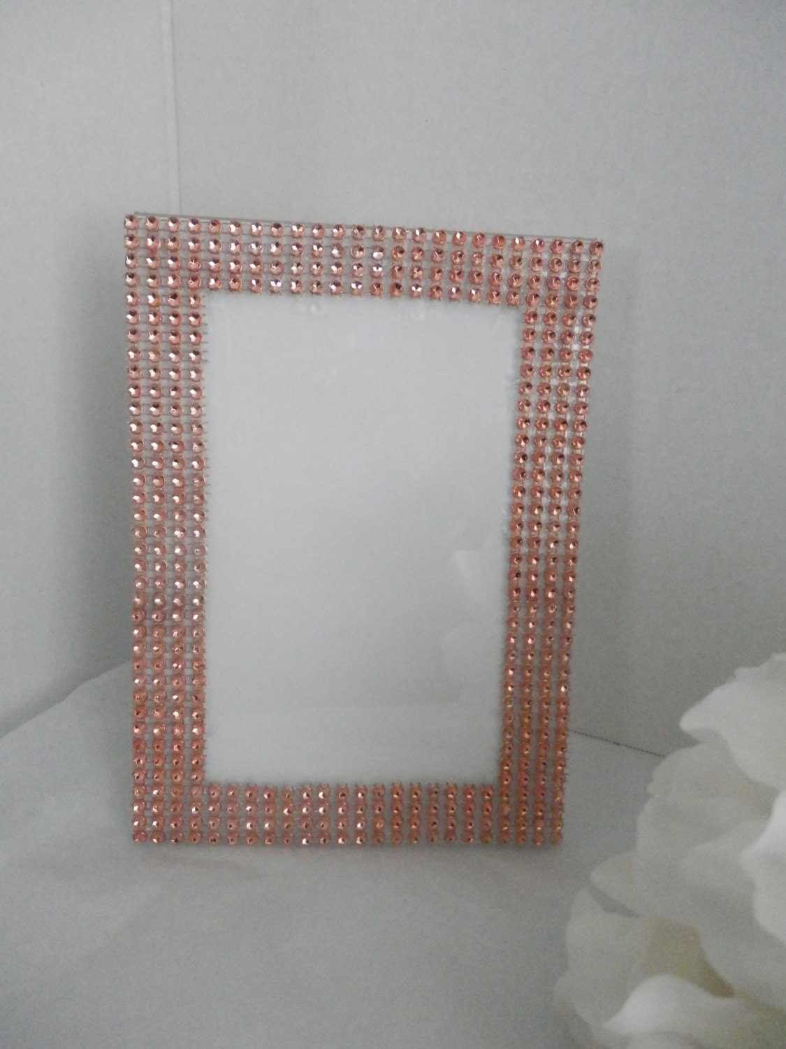 Wedding picture frame 5x7 rose gold color rhinestone picture
