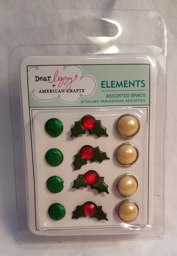 Items similar to BRADS AC Elements Assorted HOLIDAY Brads 12 per