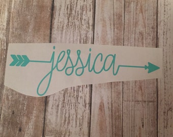 Arrow Name Decal / Monogram sticker / laptop decal / car decal / circle monogram / personalized decal / arrow car name decal / preppy arrow