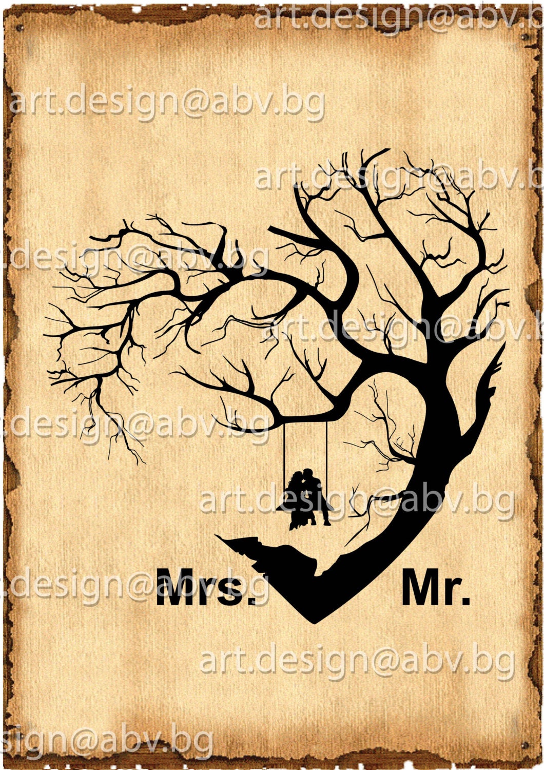 Vector WEDDING TREE silhouette AI eps pdf png svg dxf