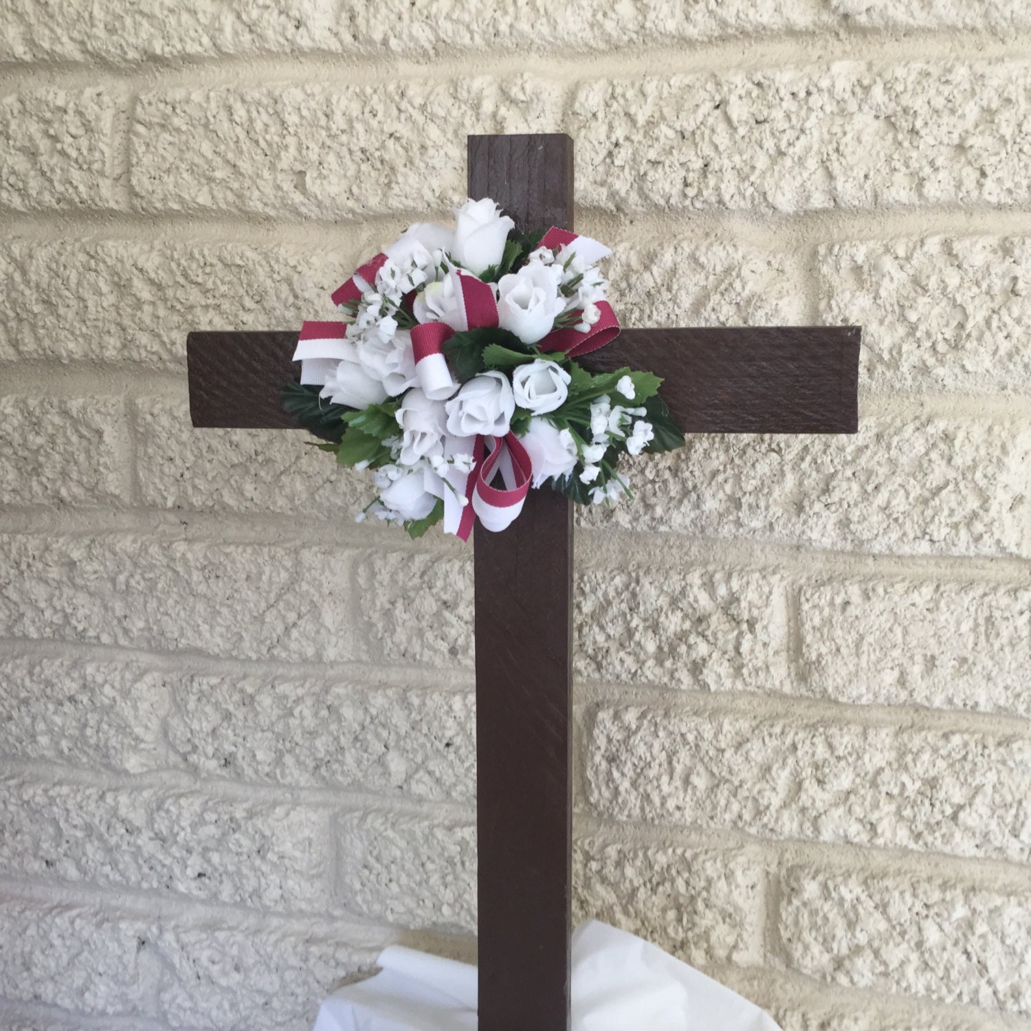 Gravesite Roadside Cemetery Memorial Cross by FloralMemorials