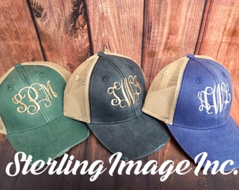 Embroidered Distressed Adams Trucker Hat by SterlingImageInc