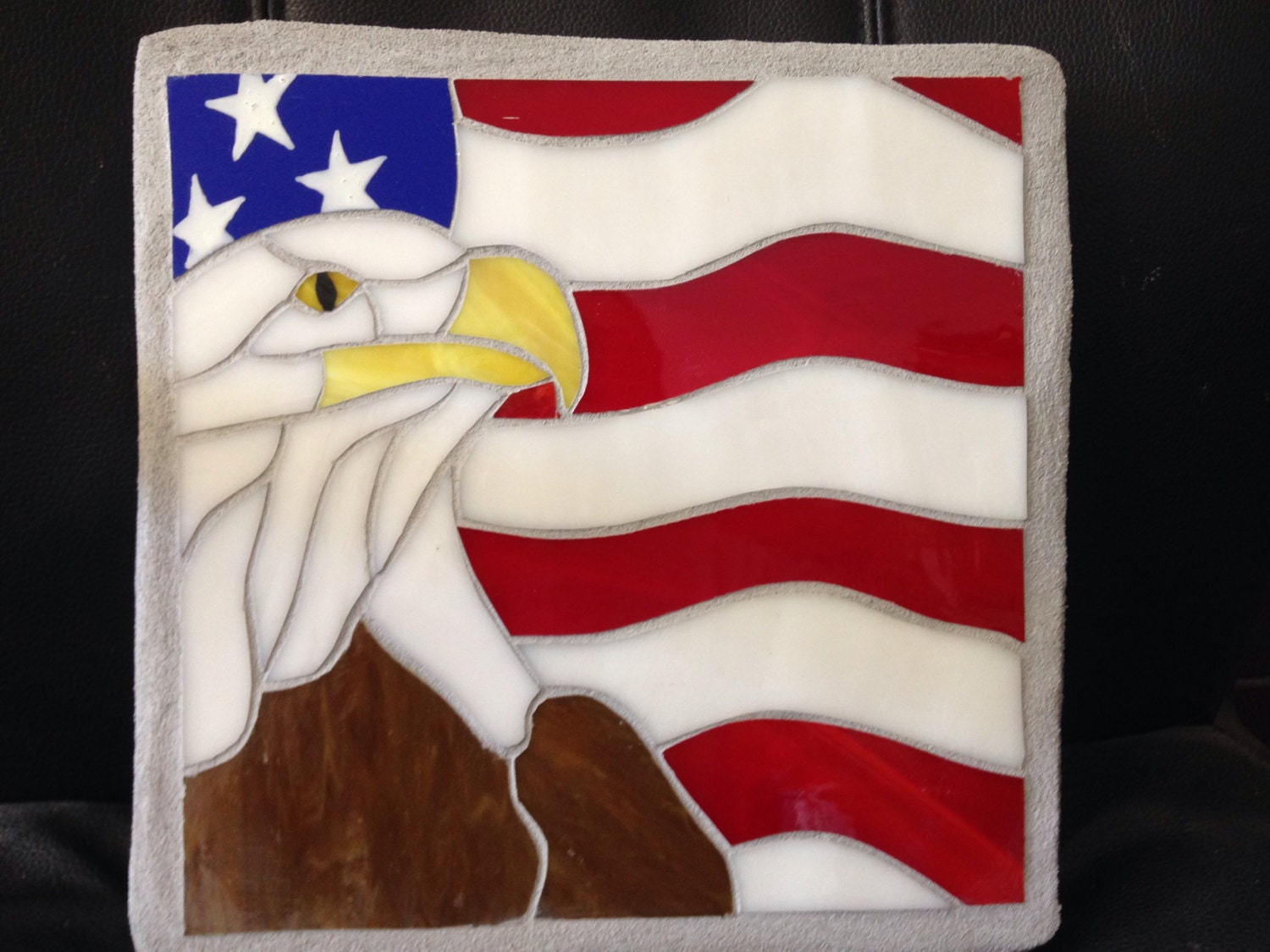 American flag and eagle stained glass mosaic by StepsInStone