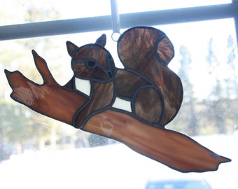 Squirrel Stained Glass Suncatcher
