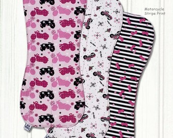 BABY BURP CLOTHS, Baby Girl Burp Cloths, Pink Motorcycle Burp Cloths, Harley Davidson Baby Burp Cloths, Biker Burp Cloth, Newborn Baby