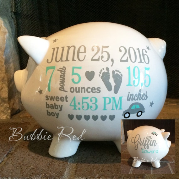 Personalized Piggy Bank Boy Baby Boy Piggy Bank Baby Birth