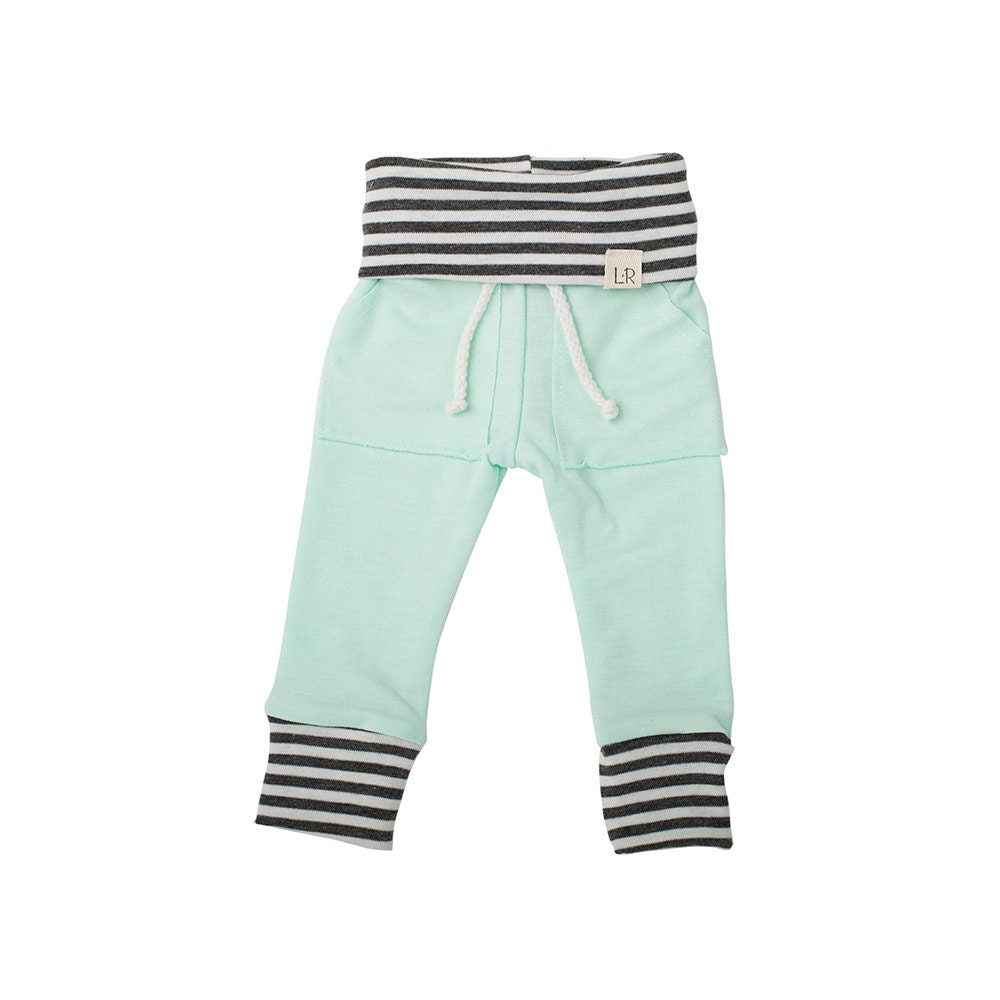 Soft mint sweatpants mint stripe sweats baby kid by ShopLuluandRoo