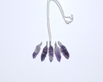 Amethyst Crystal Necklace, Wire Wrapped Amethyst Necklace, Wire Wrapped Crystal Necklace, Healing Crystal, Crystal Point Necklace, Amethyst