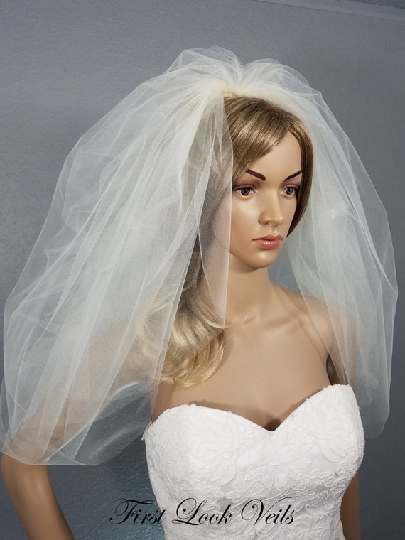 Ivory Wedding Veil Shoulder Length Veil Full Viel Two-Layer